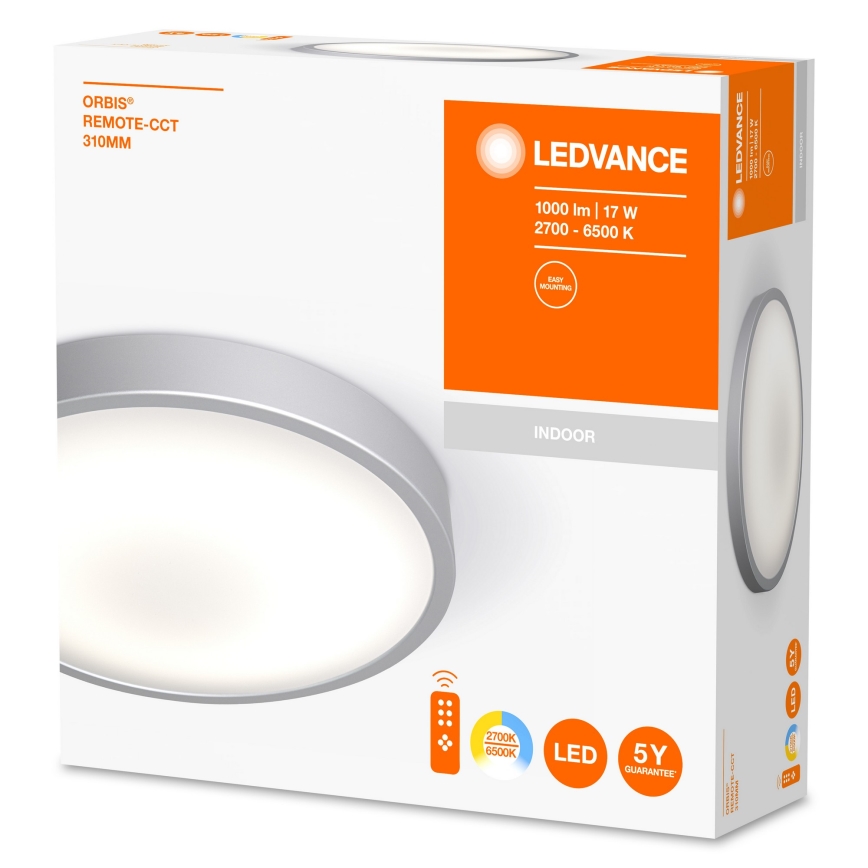 Ledvance - LED Prigušiva stropna svjetiljka ORBIS LED/17W/230V 2700-6500 + daljinski upravljač