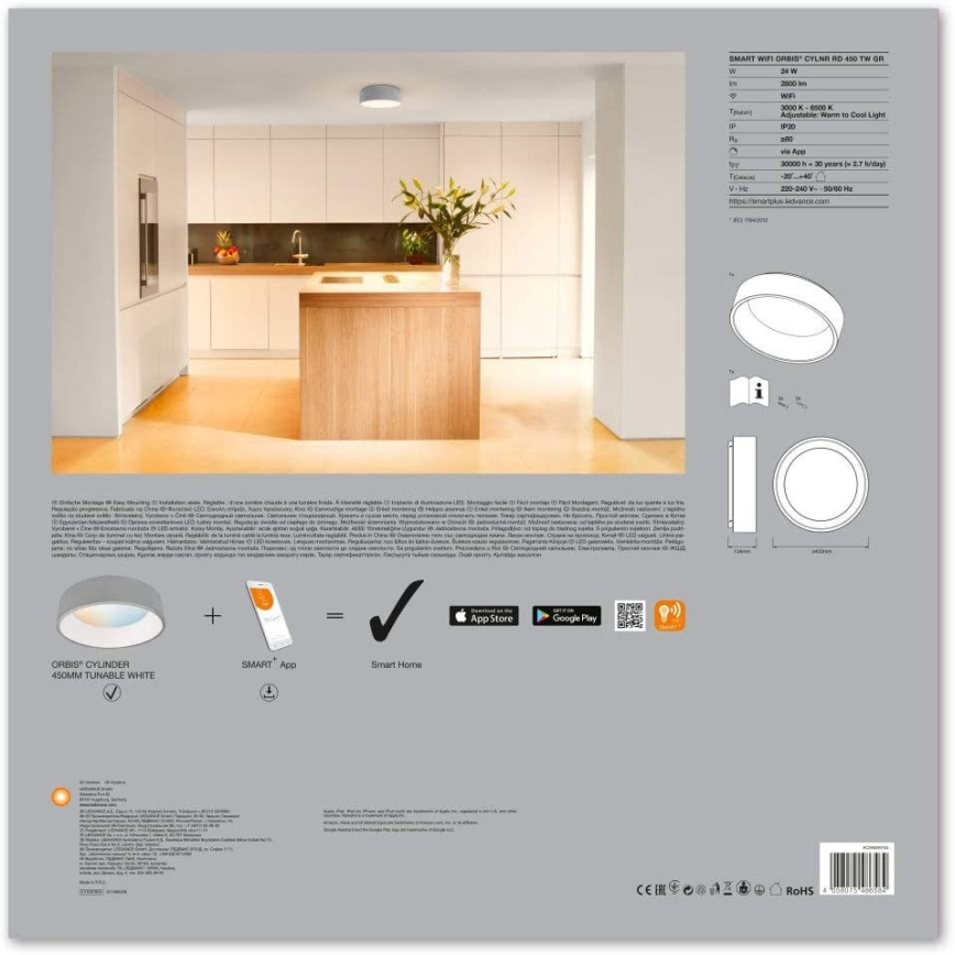 Ledvance - LED Prigušiva stropna svjetiljka SMART+ CYLINDER LED/24W/230V Wi-Fi