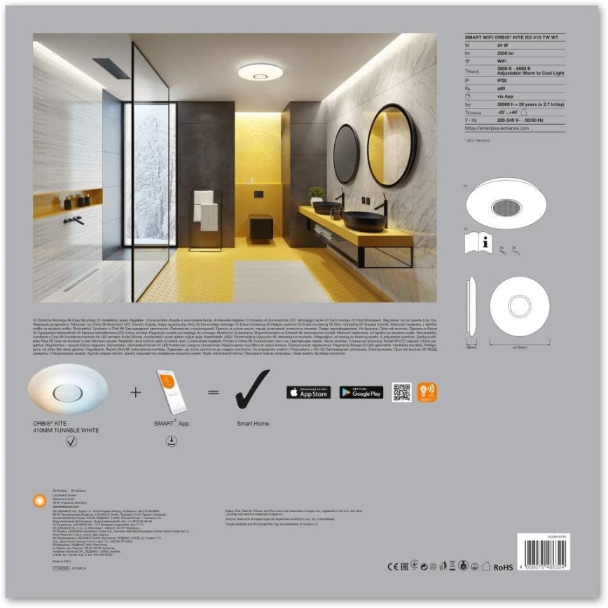 Ledvance - LED Prigušiva stropna svjetiljka SMART+ KITE LED/24W/230V Wi-Fi