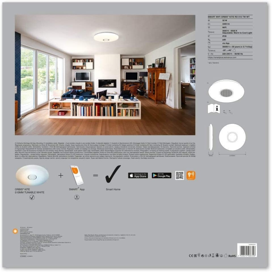 Ledvance - LED Prigušiva stropna svjetiljka SMART+ KITE LED/32W/230V Wi-Fi