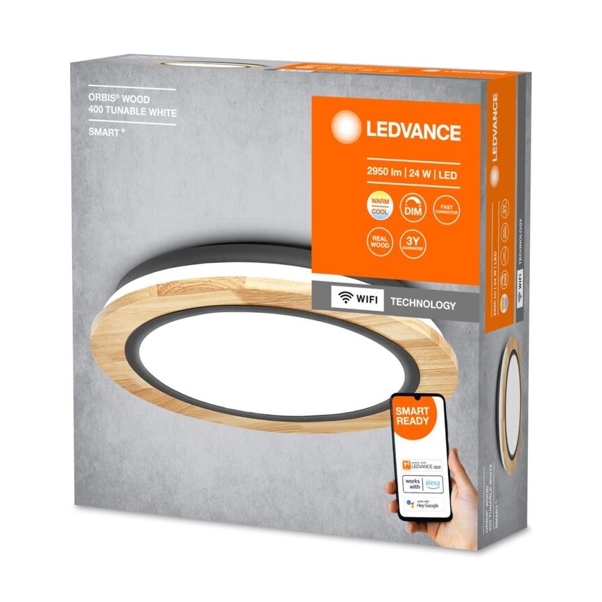 Ledvance - LED Prigušiva stropna svjetiljka SMART+ ORBIS WOOD LED/24W/230V 2700-6500K hrast Wi-Fi