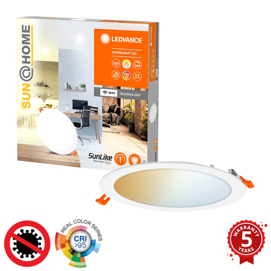 Ledvance - LED Prigušiva ugradbena svjetiljka SUN@HOME LED/22W/230V 2200-5000 CRI 95 Wi-Fi