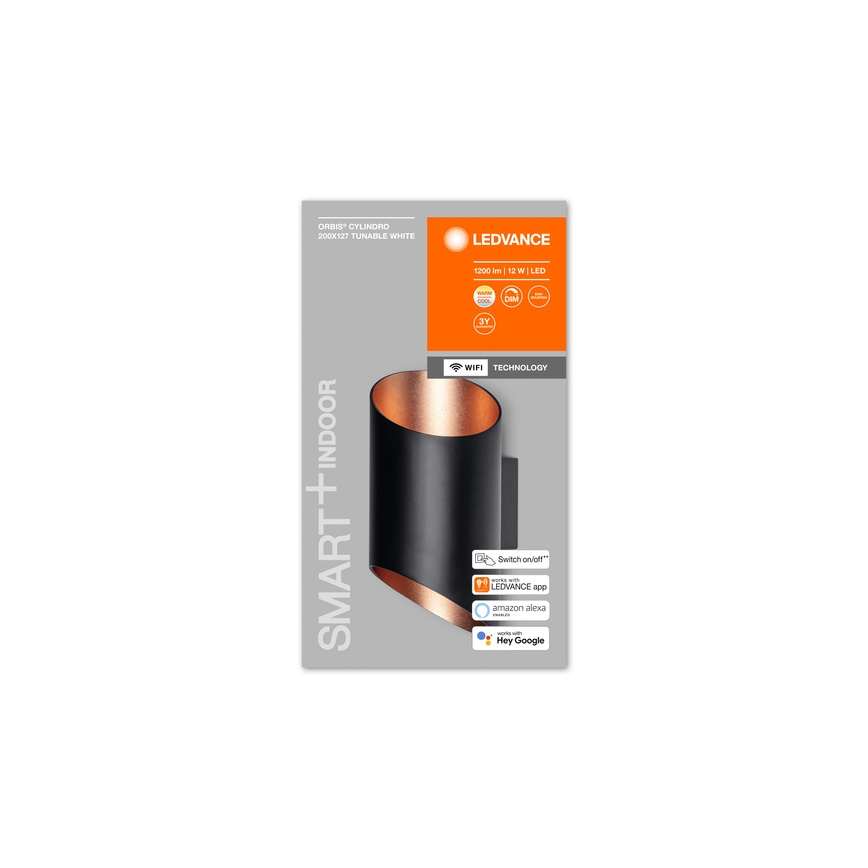 Ledvance - LED Prigušiva zidna svjetiljka SMART+ CYLINDRO LED/12W/230V 3000-6500K Wi-Fi crna