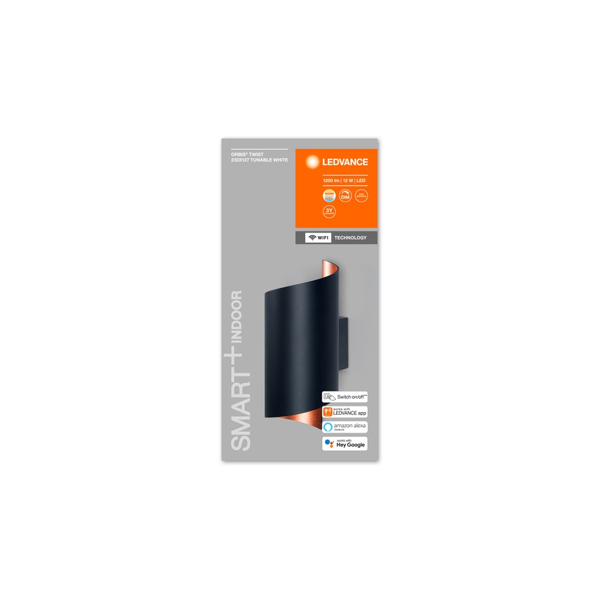 Ledvance - LED Prigušiva zidna svjetiljka SMART+ TWIST LED/12W/230V 3000-6500K Wi-Fi crna