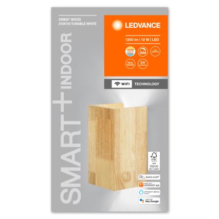 Ledvance - LED Prigušiva zidna svjetiljka SMART+ WOOD LED/12W/230V 3000-6500K Wi-Fi