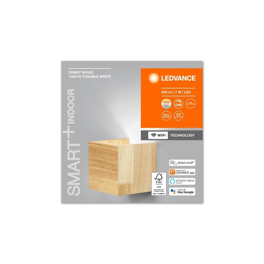 Ledvance - LED Prigušiva zidna svjetiljka SMART+ WOOD LED/7W/230V 3000-6500K Wi-Fi