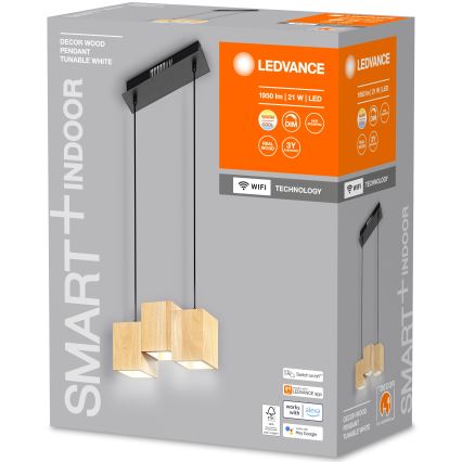 Ledvance - LED Prigušivi luster na sajli DECOR WOOD 3xLED/7W/230V Wi-Fi