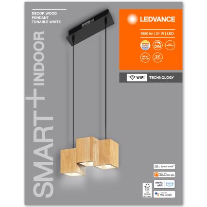 Ledvance - LED Prigušivi luster na sajli DECOR WOOD 3xLED/7W/230V Wi-Fi