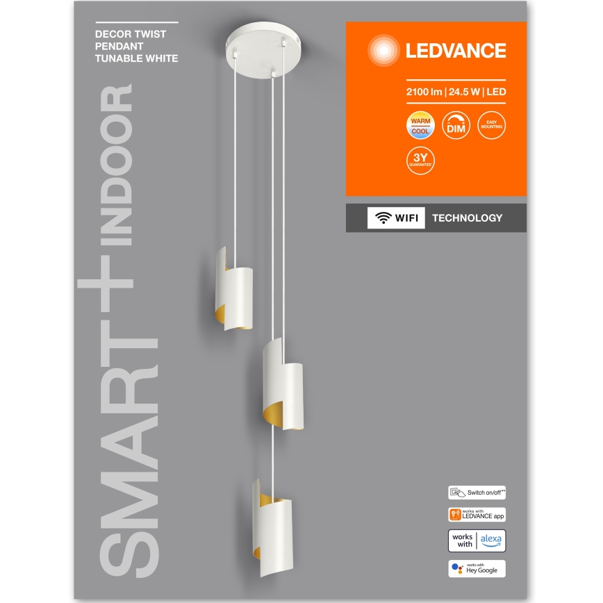 Ledvance - LED Prigušivi luster na sajli SMART+ DECOR 3xLED/8W/230V bijela Wi-Fi