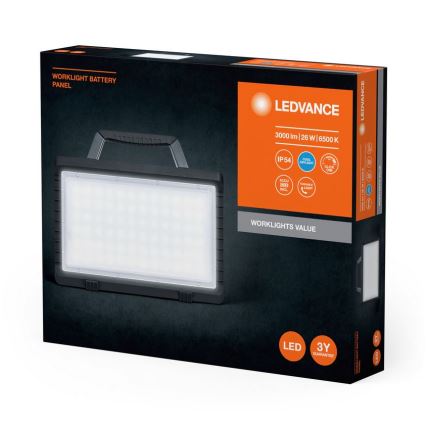 Ledvance - LED Prigušivi vanjski punjivi reflektor WORKLIGHT BATTERY LED/26W/5V 2200 mAh IP54