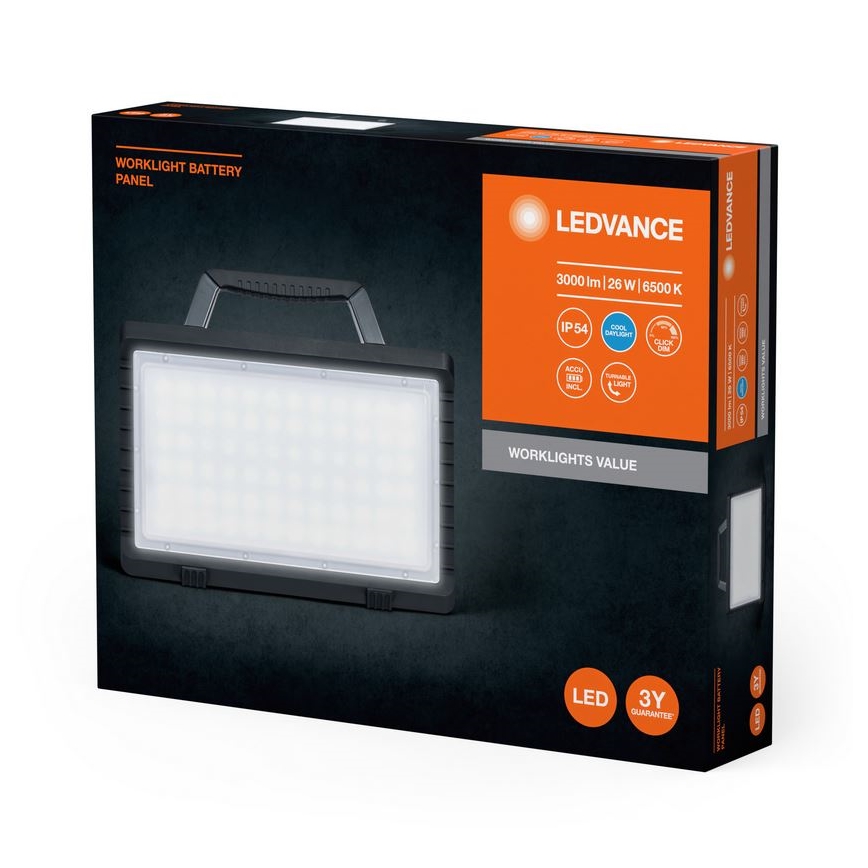 Ledvance - LED Prigušivi vanjski punjivi reflektor WORKLIGHT BATTERY LED/26W/5V 2200 mAh IP54