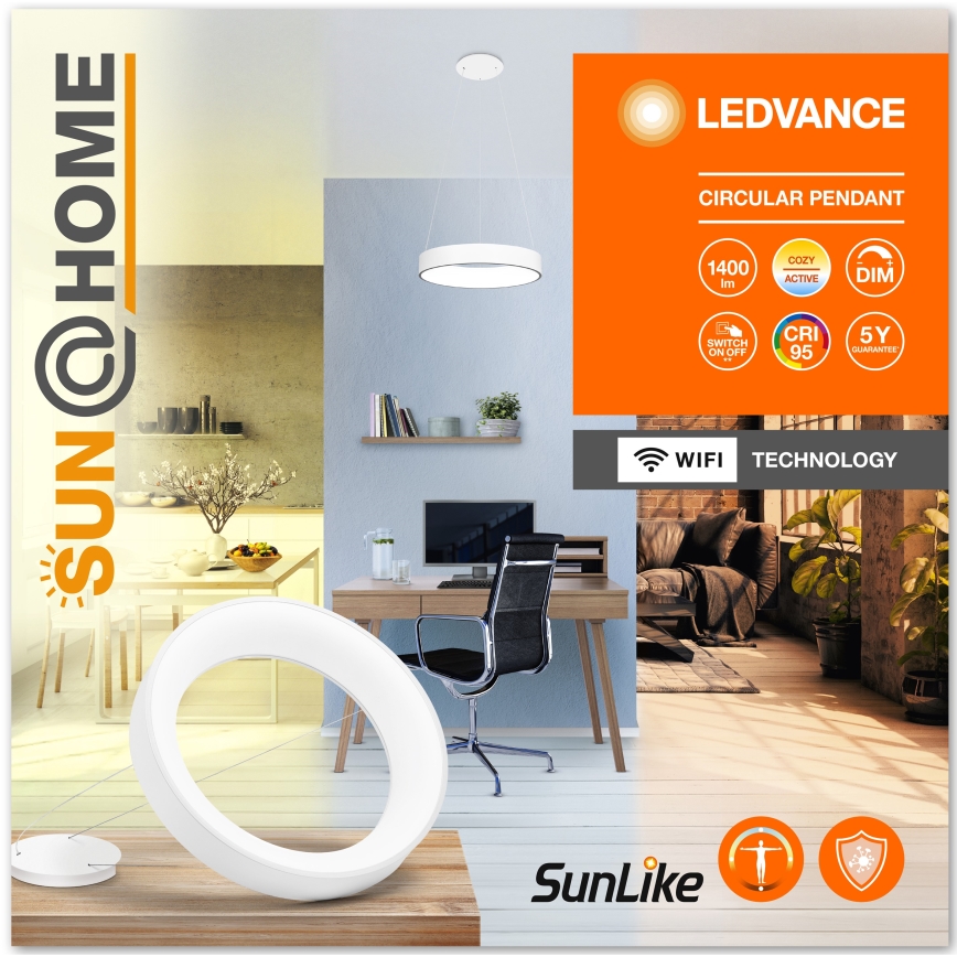 Ledvance - LED prigušivački luster na užetu SUN@HOME CIRCULAR LED/18,5W/230V Wi-Fi