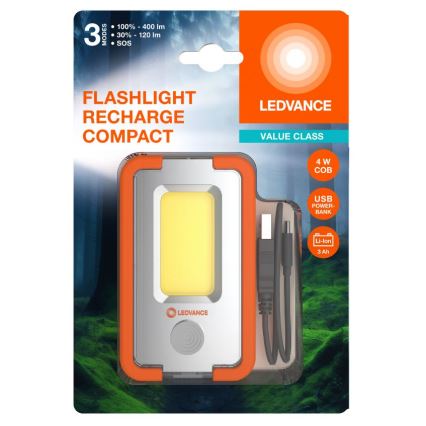 Ledvance - LED Punjiva svjetiljka s powerbankom FLASHLIGHT LED/4W/5V 3000mAh IPX2