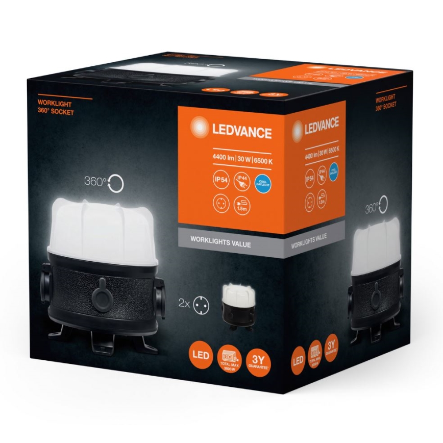 Ledvance - LED radna svjetiljka s 2 utičnice WORKLIGHT SOCKET LED/30W/230V IP54