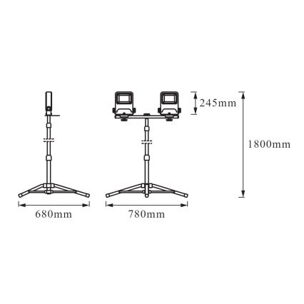 Ledvance - LED Reflektor s ručkom TRIPOD 2xLED/50W/230V IP65