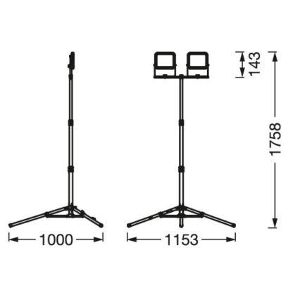 Ledvance - LED Vanjski reflektor sa stalkom WORKLIGHT TRIPOD 2xLED/10W/230V 6500K IP65