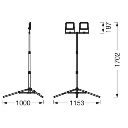 Ledvance - LED Vanjski reflektor sa stalkom WORKLIGHT TRIPOD 2xLED/20W/230V 6500K IP65