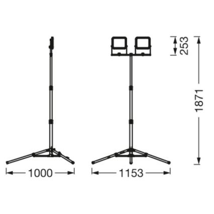 Ledvance - LED Vanjski reflektor sa stalkom WORKLIGHT TRIPOD 2xLED/30W/230V 6500K IP65