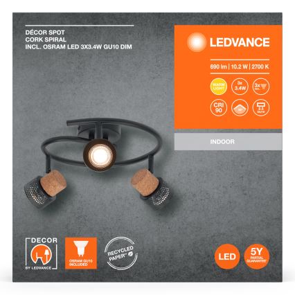 Ledvance - LED Reflektorska svjetiljka DECOR CORK 3xGU10/3,4W/230V