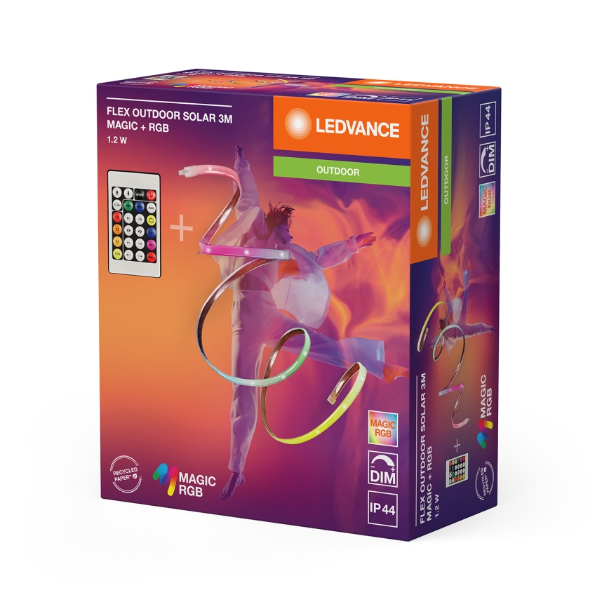 Ledvance - LED RGB prigušivi solarni trak FLEX MAGIC 3m LED/1,2W/5V + daljinski upravljač