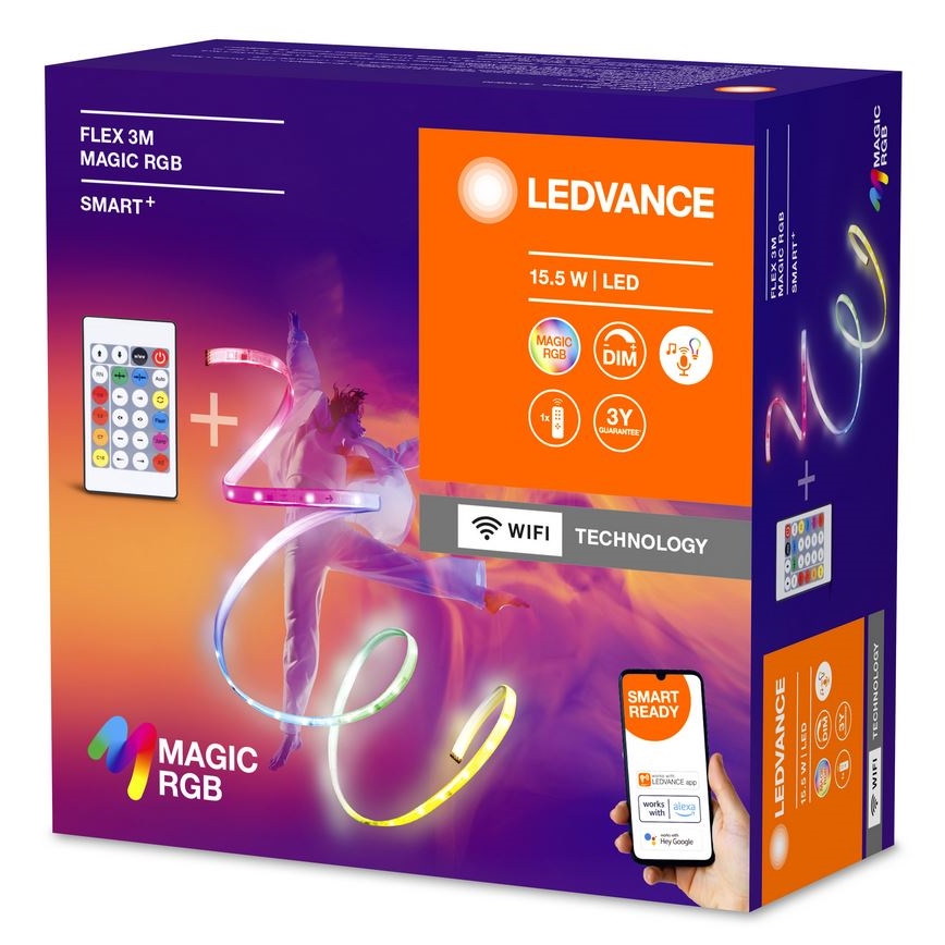 Ledvance - LED RGB Prigušiva traka SMART+ MAGIC FLEX 3m LED/15,5W/230V Wi-Fi + daljinski upravljač