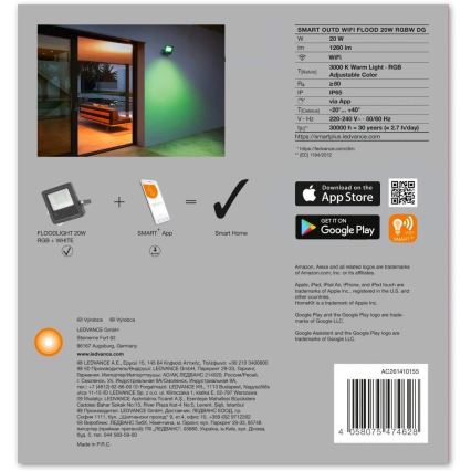 Ledvance - LED RGB Reflektor SMART+ FLOOD LED/20W/230V IP65 Wi-Fi