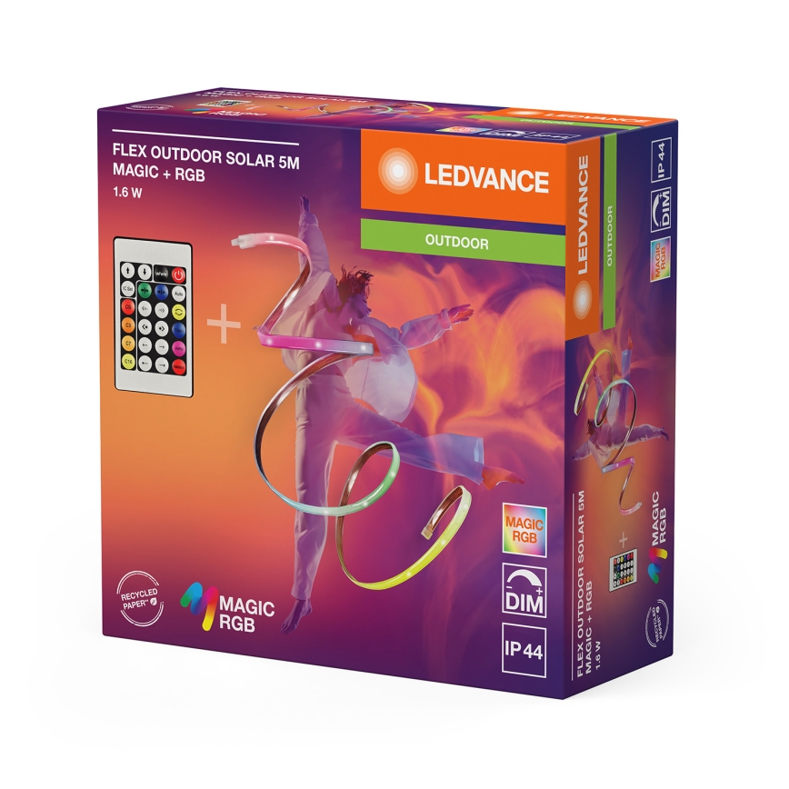 Ledvance - LED RGB podesivi solarni trak FLEX MAGIC 5m LED/1,6W/5V + daljinski upravljač