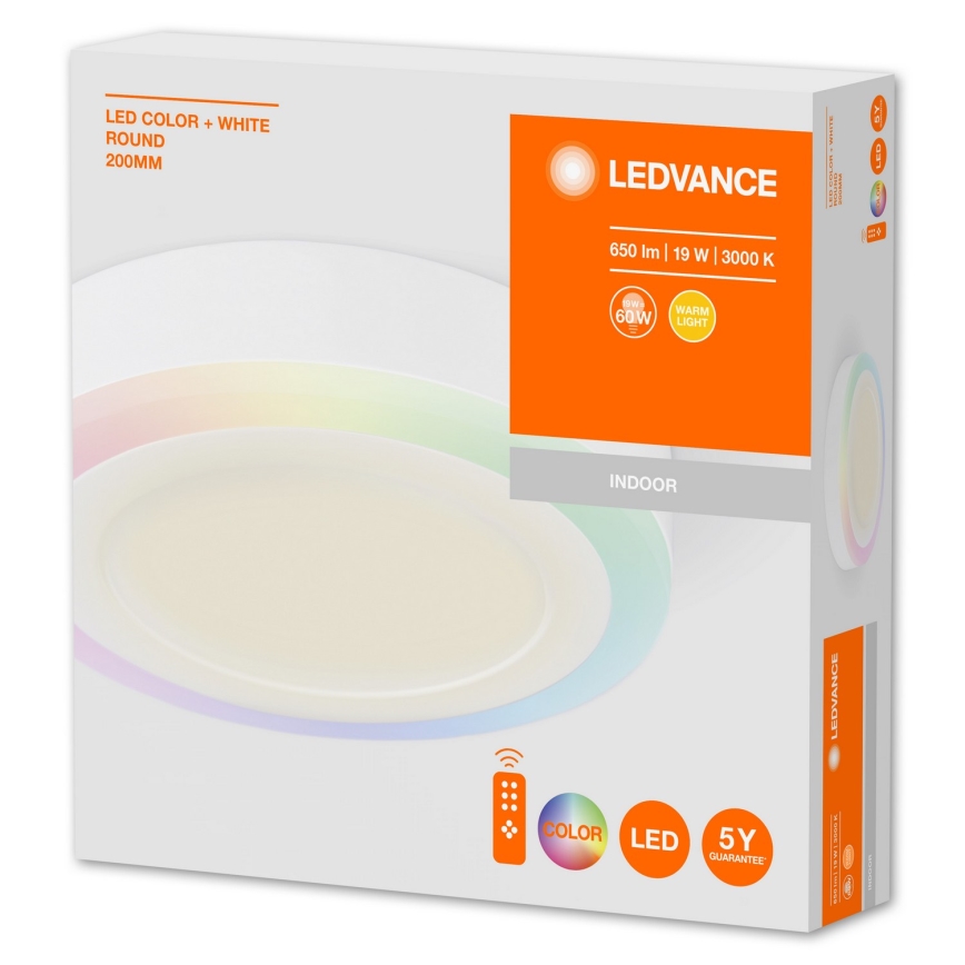 Ledvance - LED RGB stropna svjetiljka s prigušivanjem LED/19W/230V + daljinski upravljač