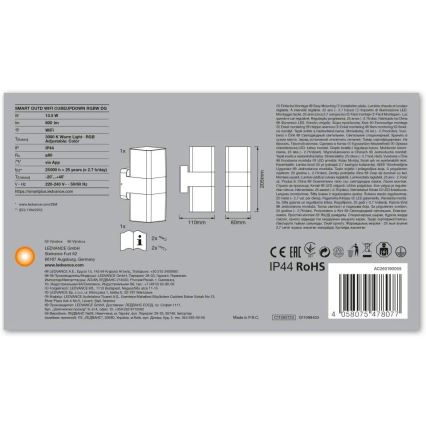 Ledvance - LED RGB Vanjska zidna svjetiljka SMART+ CUBE LED/13,5W/230V IP44 Wi-Fi