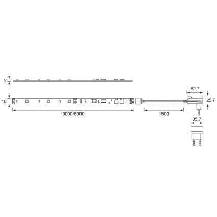 Ledvance - LED RGBW Prigušiva traka FLEX 3m LED/10W/230V + daljinski upravljač