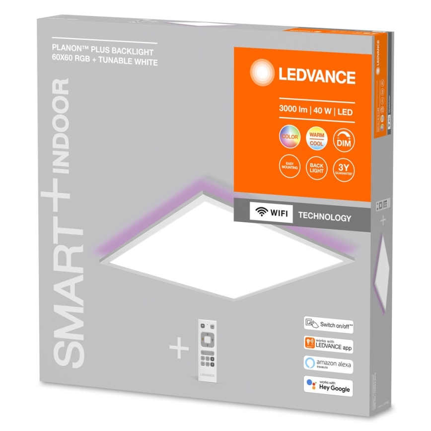 Ledvance - LED RGBW panel SMART+ PLANON s mogućnošću prigušivanja LED/40W/230V 3000-6500K 60x60 cm Wi-Fi + daljinski upravljač