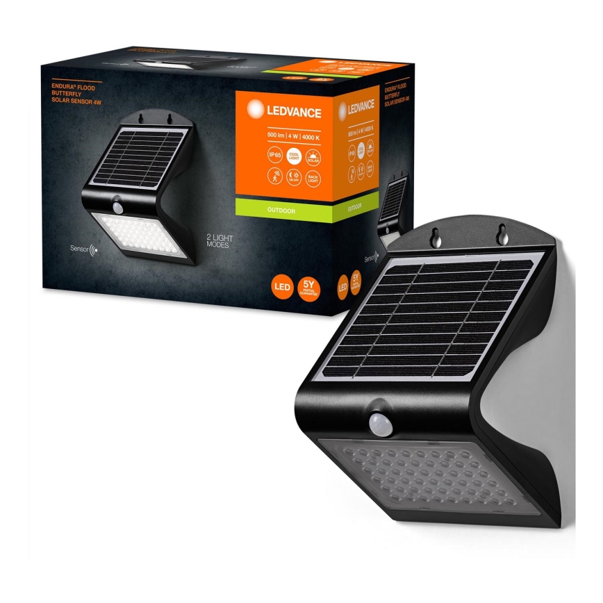 Ledvance - LED solarna zidna svjetiljka s senzorom pokreta i sumraka BUTTERFLY LED/4W/3,7V 2000 mAh IP65