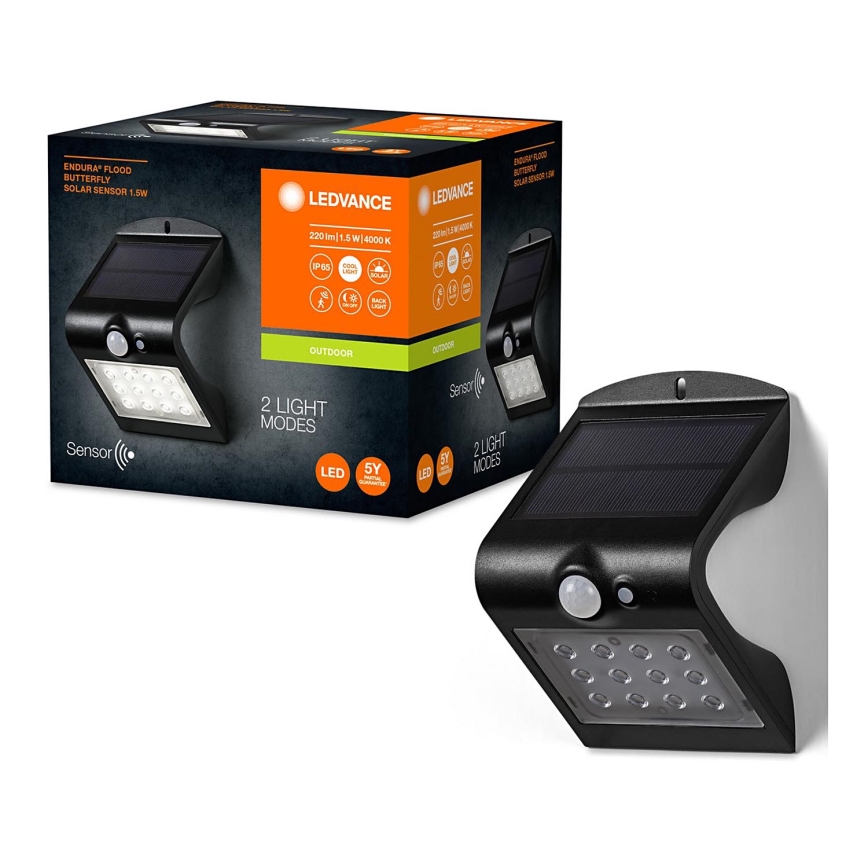 Ledvance - LED Solarna zidna svjetiljka sa senzorom BUTTERFLY LED/1,5W/3,7V 1200 mAh IP65