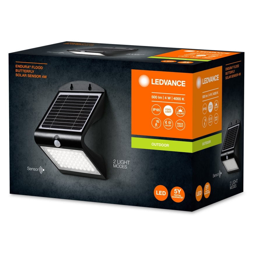 Ledvance - LED Solarna zidna svjetiljka sa senzorom BUTTERFLY LED/4W/3,7V 2000 mAh IP65