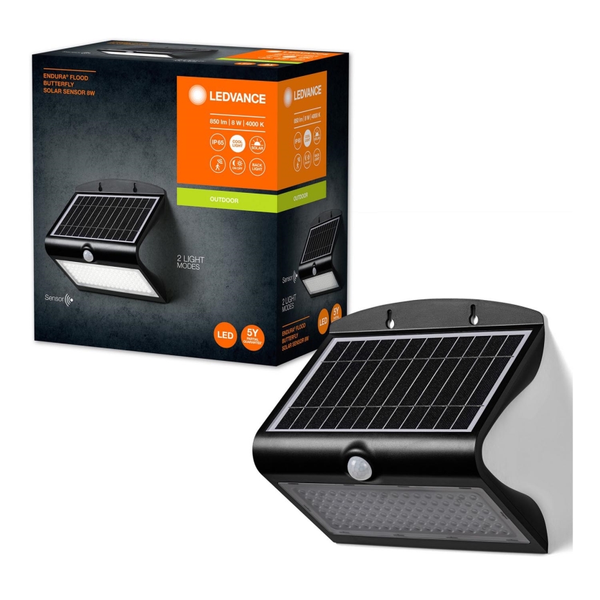 Ledvance - LED Solarna zidna svjetiljka sa senzorom BUTTERFLY LED/8W/3,7V 2000 mAh IP65