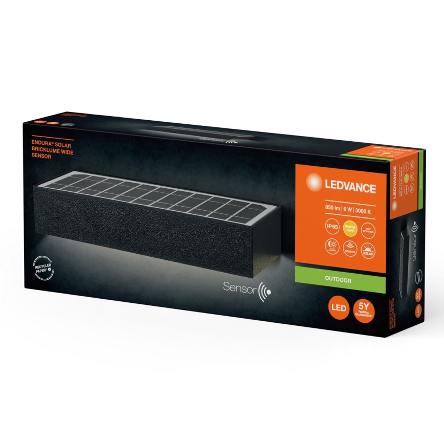 Ledvance - LED Solarna zidna svjetiljka sa senzorom za pokret i dan/noć ENDURA SOLAR LED/6W/4,2V 3000 mAh IP65