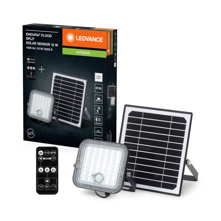 Ledvance - LED Prigušivi solarni reflektor sa senzorom FLOOD SPLIT LED/10W/3,2V 5000 mAh IP65 + daljinski upravljač