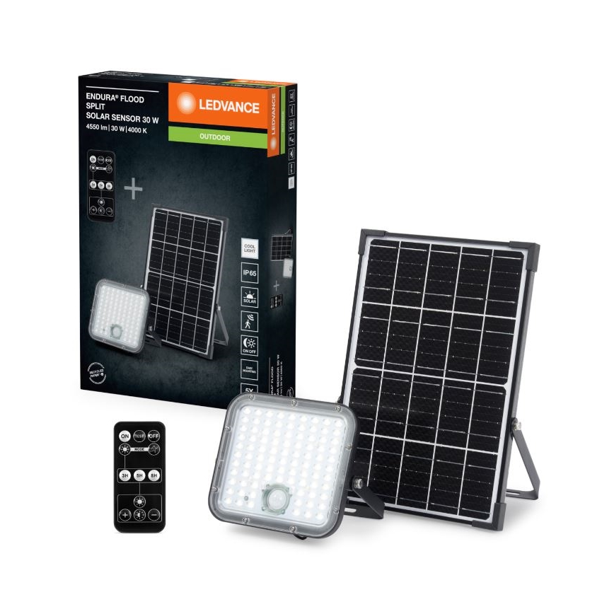 Ledvance - LED Prigušivi solarni reflektor sa senzorom FLOOD SPLIT LED/30W/6,4V IP65 + daljinski upravljač