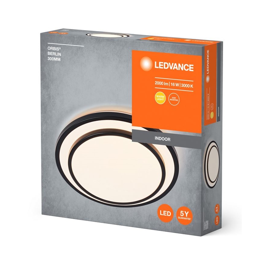 Ledvance - LED Stropna svjetiljka ORBIS BERLIN LED/16W/230V crna