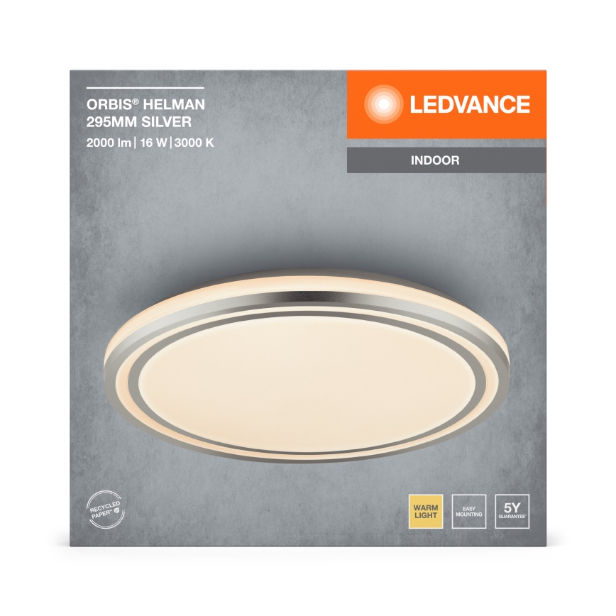 Ledvance - LED Stropna svjetiljka ORBIS HELMAN LED/16W/230V pr. 29,5 cm srebrna