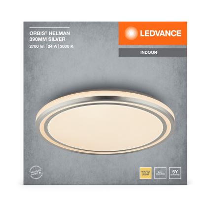 Ledvance - LED Stropna svjetiljka ORBIS HELMAN LED/24W/230V pr. 39 cm srebrna