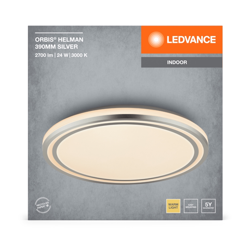 Ledvance - LED Stropna svjetiljka ORBIS HELMAN LED/24W/230V pr. 39 cm srebrna