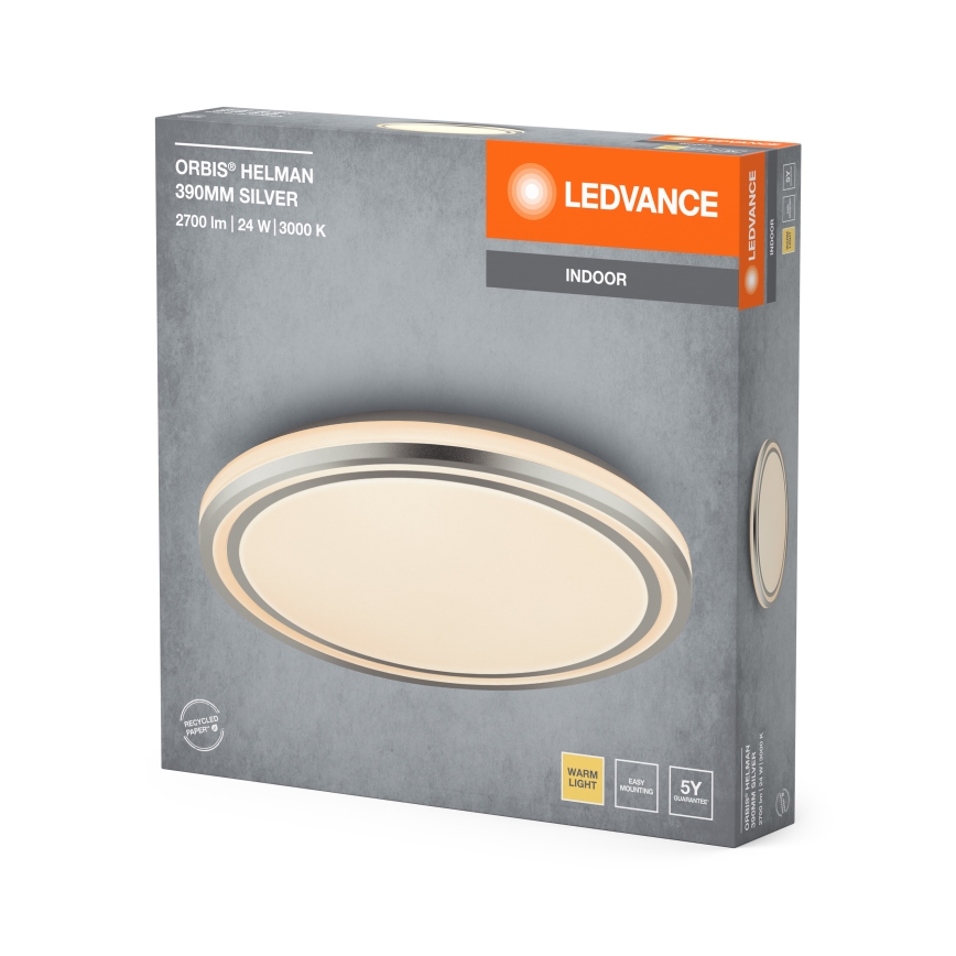 Ledvance - LED Stropna svjetiljka ORBIS HELMAN LED/24W/230V pr. 39 cm srebrna