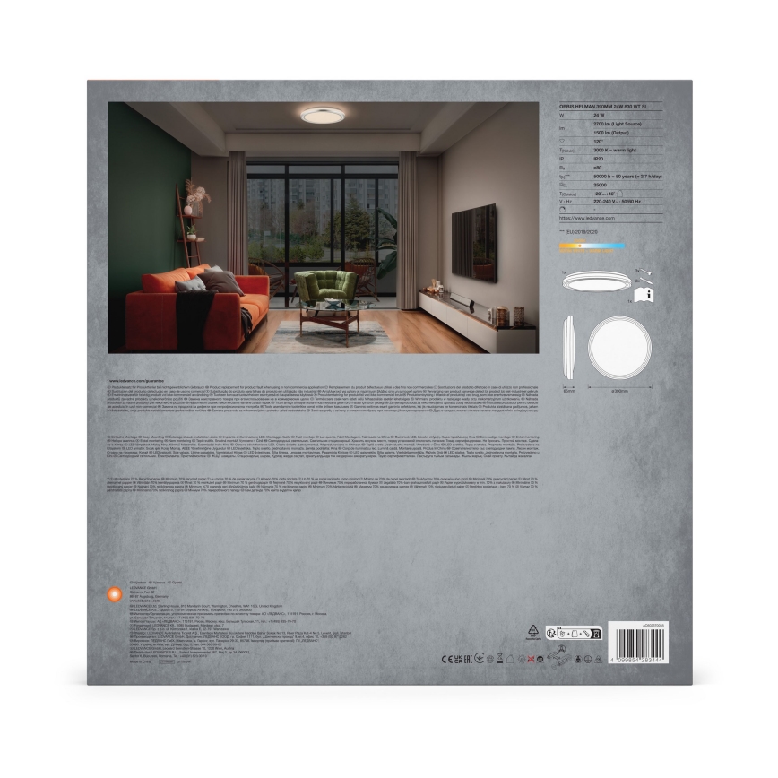 Ledvance - LED Stropna svjetiljka ORBIS HELMAN LED/24W/230V pr. 39 cm srebrna