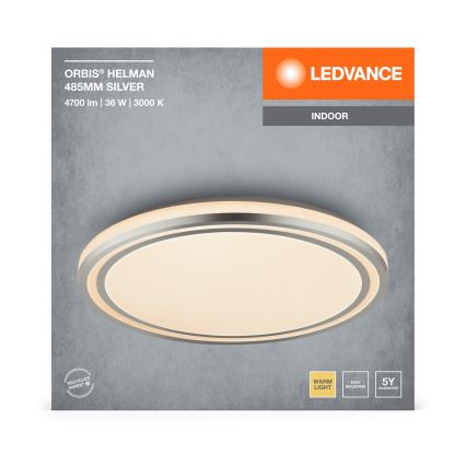 Ledvance - LED Stropna svjetiljka ORBIS HELMAN LED/36W/230V pr. 48,5 cm srebrna