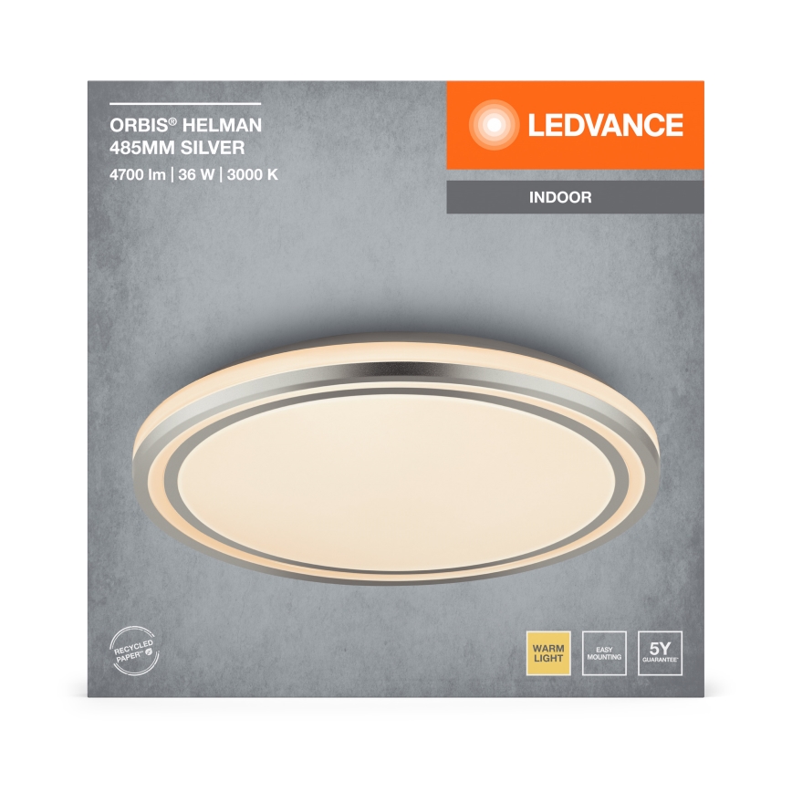 Ledvance - LED Stropna svjetiljka ORBIS HELMAN LED/36W/230V pr. 48,5 cm srebrna
