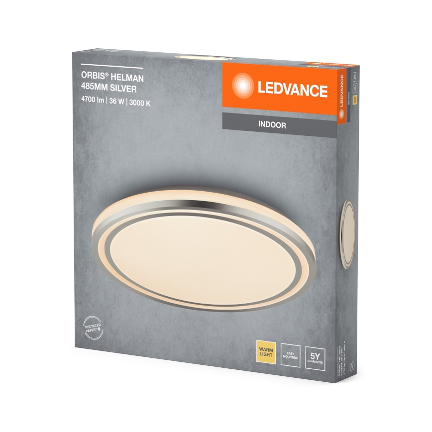 Ledvance - LED Stropna svjetiljka ORBIS HELMAN LED/36W/230V pr. 48,5 cm srebrna