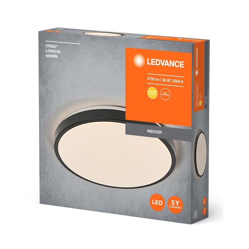 Ledvance - LED Stropna svjetiljka ORBIS LONDON LED/36W/230V crna