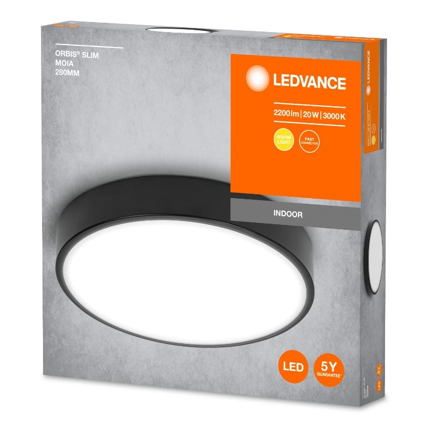 Ledvance - LED Stropna svjetiljka ORBIS SLIM LED/20W/230V crna