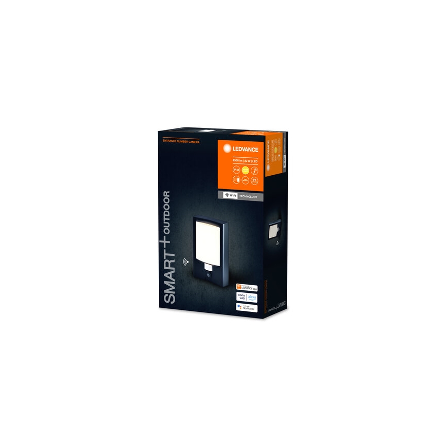 Ledvance - LED Prigušiva vanjska zidna svjetiljka sa senzorom i kamerom SMART+ LED/22W/230V IP44 Wi-Fi